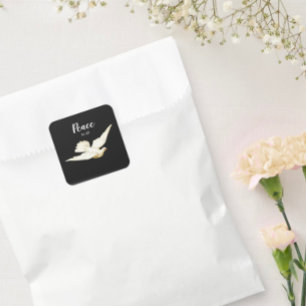 Fred till alla vita Dove Julhälsningar Bird Fyrkantigt Klistermärke