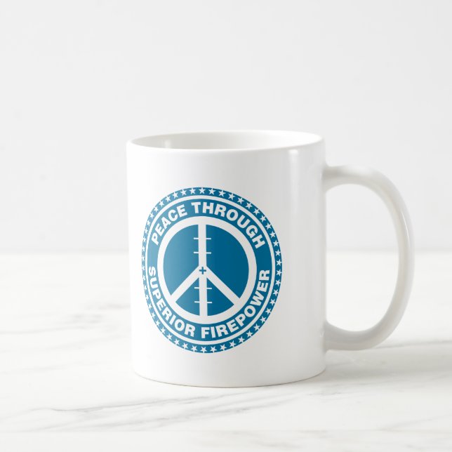 Fred till och med överlägsen Firepower - blått Kaffemugg (Höger)