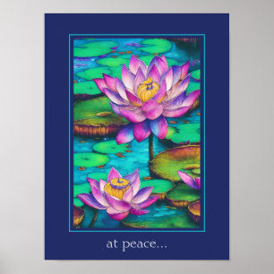 Fred - vacker Rosa Lotus Flower Scene Poster