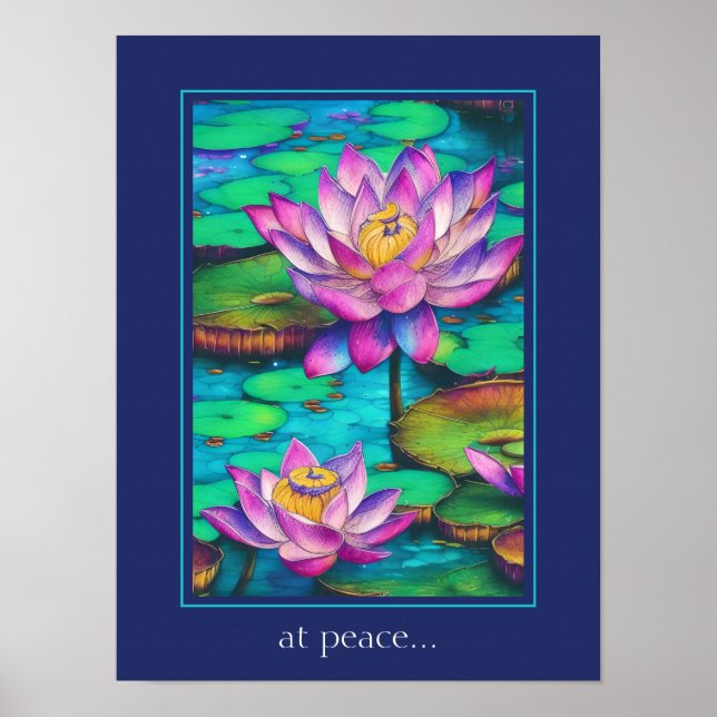 Fred - vacker Rosa Lotus Flower Scene Poster (Framsidan)