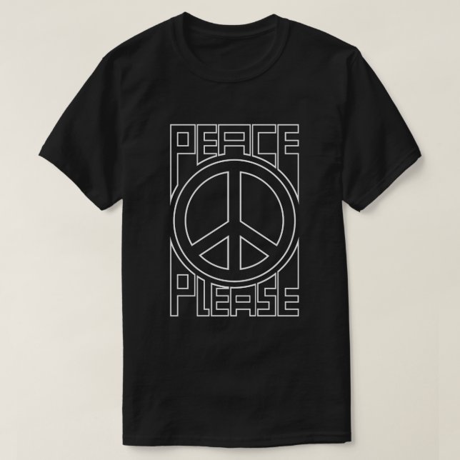 Fred vänligen vit kontur bokstäver t shirt (Design framsida)