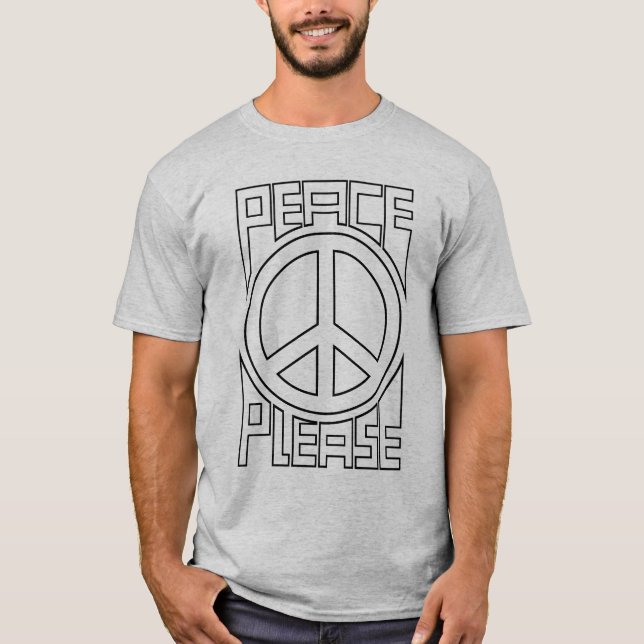 Fred Var Snäll Svart Kontur Bokstäver T Shirt (Framsida)