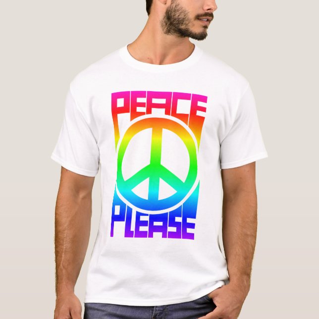 Fred Var Snälla Regnbågsbokstäver T Shirt (Framsida)