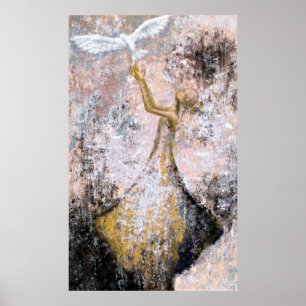 Fred - vit duva - frihet - målning av Abstrakt Poster