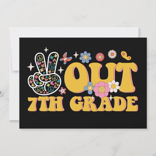 Freda ut 7:e klass groovy sista skoldagen inbjudningar (Framsida)