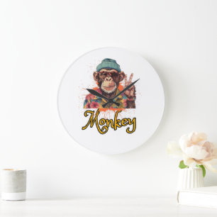 Freda Ut Apa Rolig Retro Vintage Design Stor Klocka