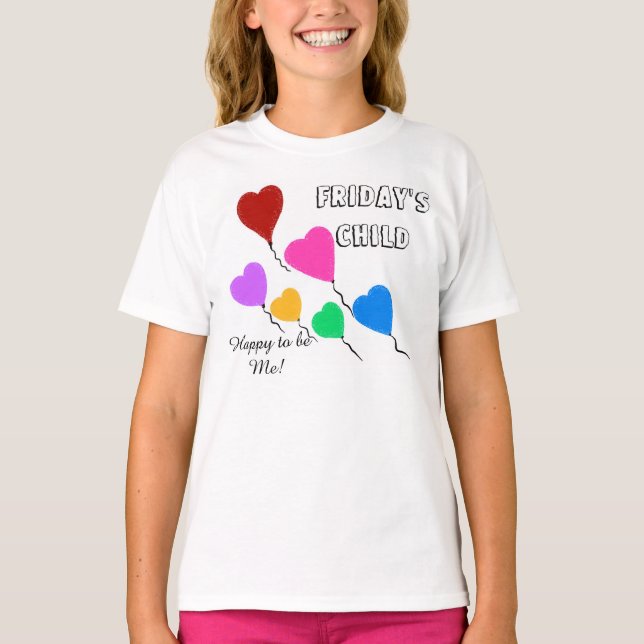 Fredag Child Cute Heart Balloons Tee Shirt (Framsida)