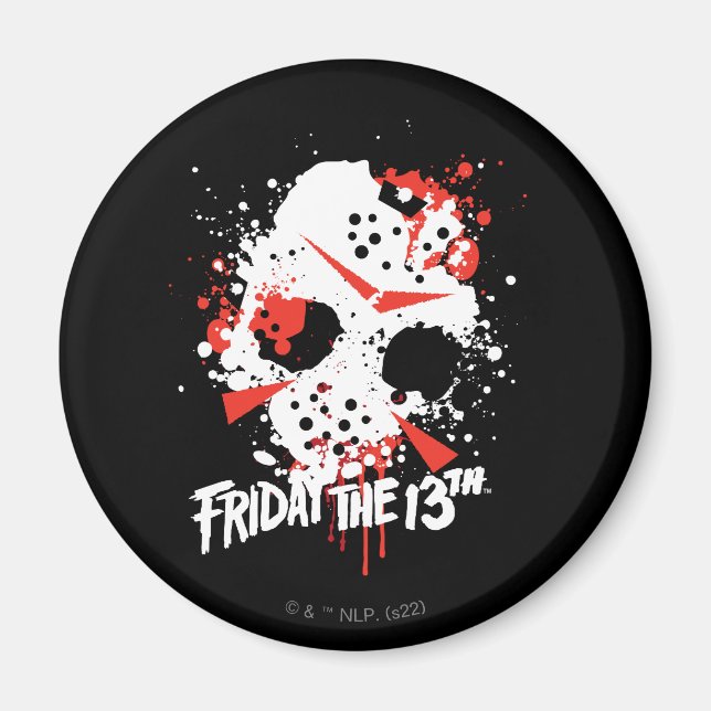 Fredag den 13 | Färgplatterhockeymask Magnet (Framsidan)