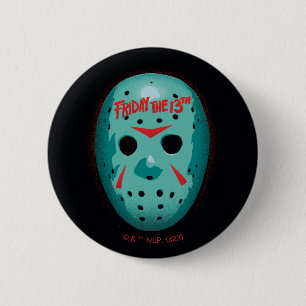 Fredag den 13   Graphic för blå hockey-mask Knapp