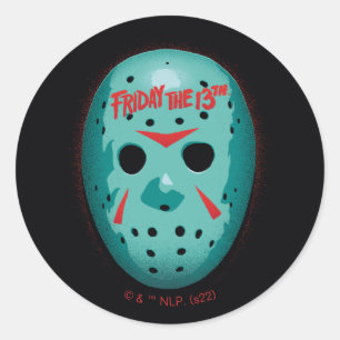 Fredag den 13   Graphic för blå hockey-mask Runt Klistermärke