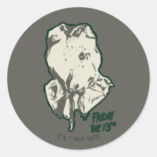 Fredag den 13 Jason Voorhees Burlap Sack Runt Klistermärke