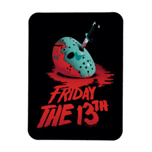 Fredag den 13 Knivar genom Blue Hockey Mask Magnet