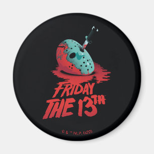 Fredag den 13 Knivar genom Blue Hockey Mask Magnet