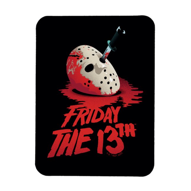 Fredag den 13 | Knivar genom Hockey Mask Magnet (Vertikal)