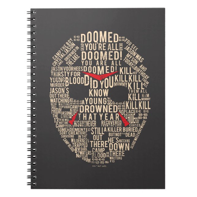 Fredag den 13 | Typografi - hockeymask Anteckningsbok (Framsidan)