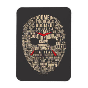 Fredag den 13 Typografi - hockeymask Magnet
