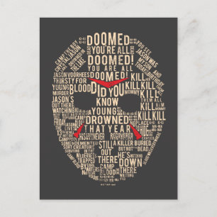 Fredag den 13 Typografi - hockeymask Vykort