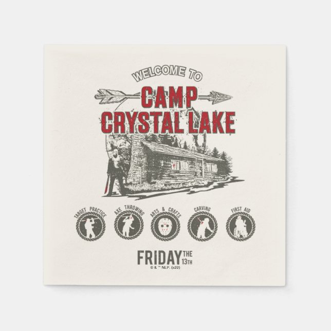 Fredag den 13 | Välkommen till Camp Crystal Sjö Pappersservett (Framsidan)