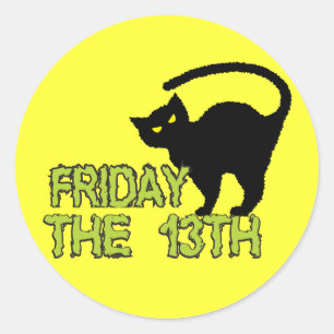Fredag den trettonde svarta katten runt klistermärke