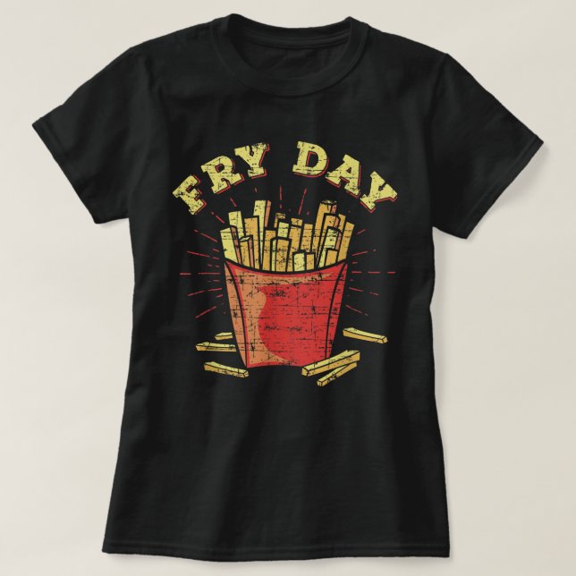 Fredag Fry Day, noj Helg Party Fast Food Graph T Shirt (Design framsida)