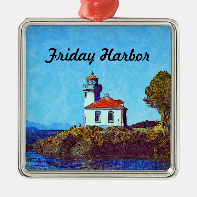 Fredag Harbour Lime Kiln Lighthouse Framed Ornamen Julgransprydnad Metall (Framsidan)