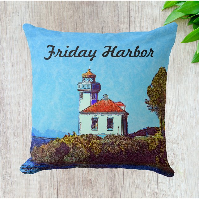 Fredag Harbour Lime Kiln Lighthouse Square Pillow Kudde (Skapare uppladdad)