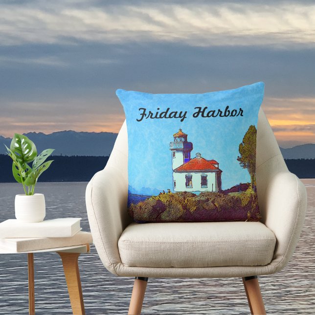 Fredag Harbour Lime Kiln Lighthouse Square Pillow Kudde (Skapare uppladdad)
