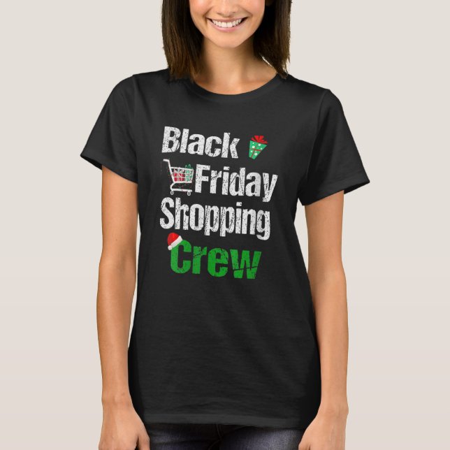 Fredag Shopping Crew jul Black Shopping Fami T Shirt (Framsida)