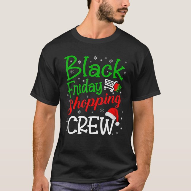 Fredag Shopping Crew jul Black Shopping Fami T Shirt (Framsida)