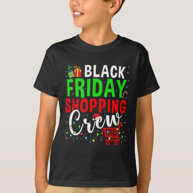 Fredag Shopping Crew jul Ljus Black Shoppi T Shirt (Framsida)