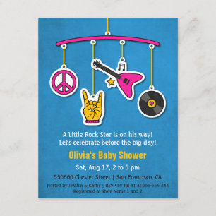 Fredagsmys Gitarr Rock and Roll Baby Shower Inbjudningar