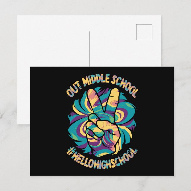 Fredagsmys Mitt Hello High School Tie Dye  Vykort (Fram/baksida)