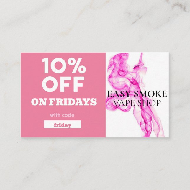 Fredagsrabattkod Special Vape-butik Visitkort (Framsida)
