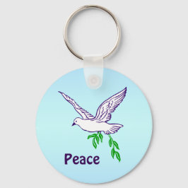 Fredduva med Olive Gren Anpassningsbar Keychain Nyckelring