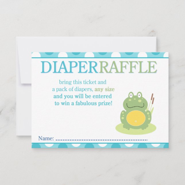 Freddy Frog Baby Shower Diaper Raffle Card Inbjudningar (Framsida)