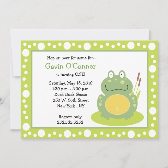Freddy Frog Froggy Birthday 5x7-inbjudan Inbjudningar (Framsida)
