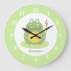 Freddy Grönt Froggy Nursery Wall Clock Stor Klocka