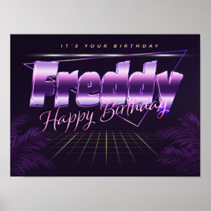 Freddy Namn Vorname lila retro Poster Geburtstag