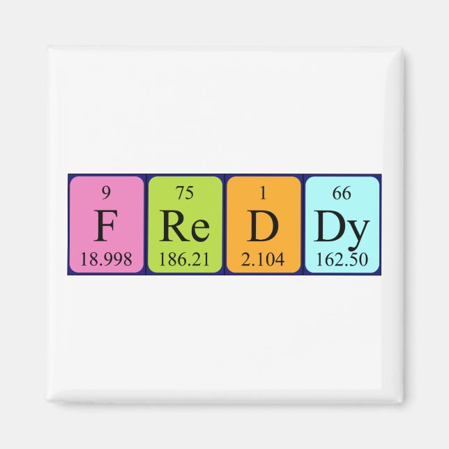 Freddy periodiskt bord namn magnet (Framsidan)