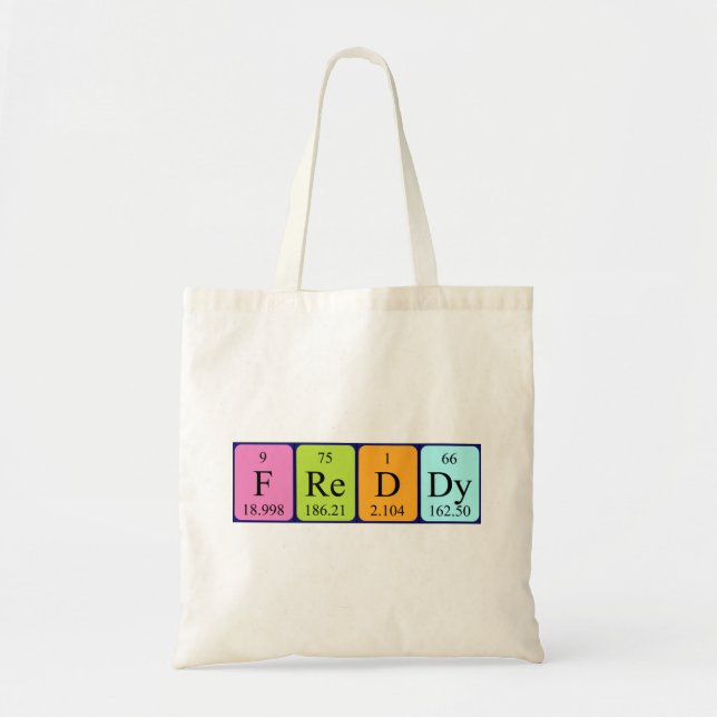 Freddy periodiskt bord namn tote bag tygkasse (Framsidan)