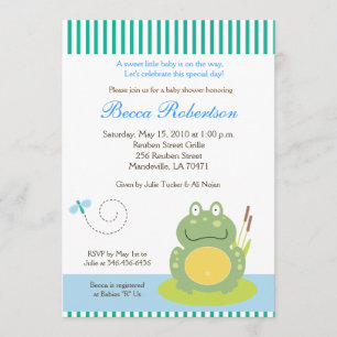 Freddy the Pond Frog Baby Shower 5x7-inbjudan Inbjudningar