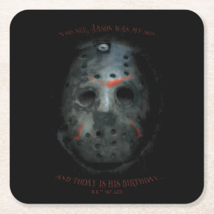 Freddy vs. Jason Jason Mask Quote Underlägg Papper Kvadrat
