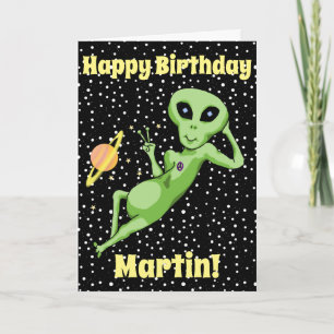 Freden Alien Birthday Card Kort