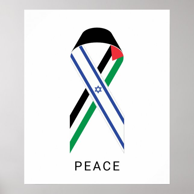 Freden för Israel och Palestina, flaggor, vit Poster (Framsidan)