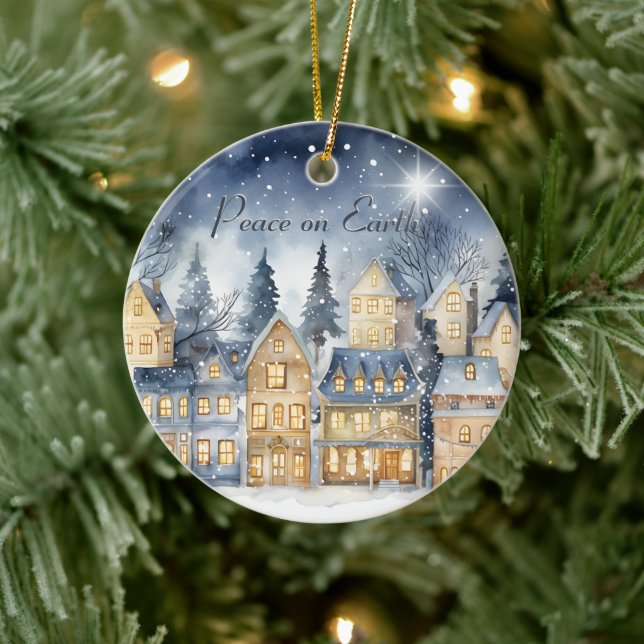 Freden i Earth Village Himmel Star-familjen Namn Julgransprydnad Keramik (Träd)