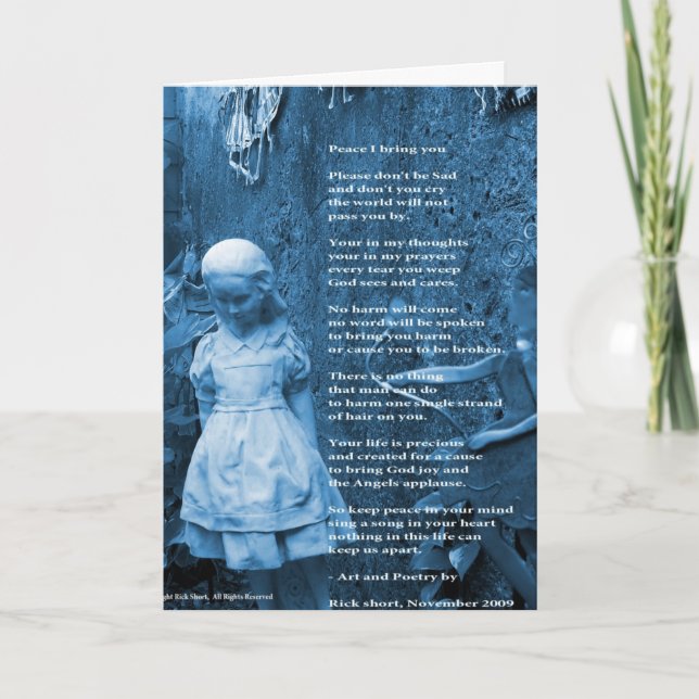 Freden jag tar med dig dikt med ett hälsningskort. kort (Framsida)