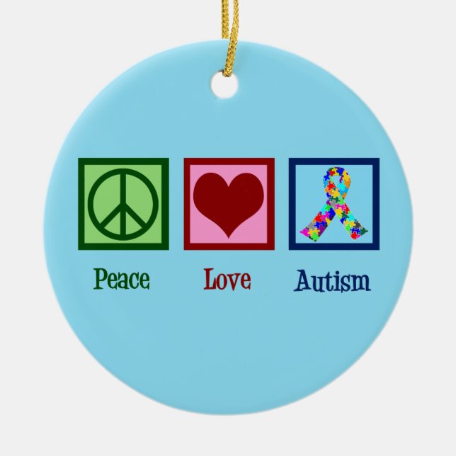 Freden Kärlek autism - medvetandegörande Ribbon Cu Julgransprydnad Keramik (Framsidan)
