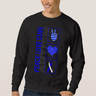 Freden Kärlek Cure Autism Awareness Ribbon Warrior Lång Ärmad Tröja