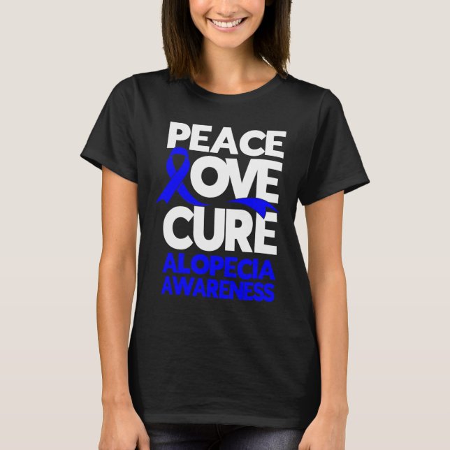 Freden Kärlek Cure Support Alopecia Awareness Ribb T Shirt (Framsida)