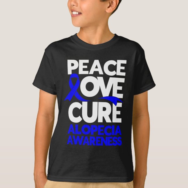 Freden Kärlek Cure Support Alopecia Awareness Ribb T Shirt (Framsida)